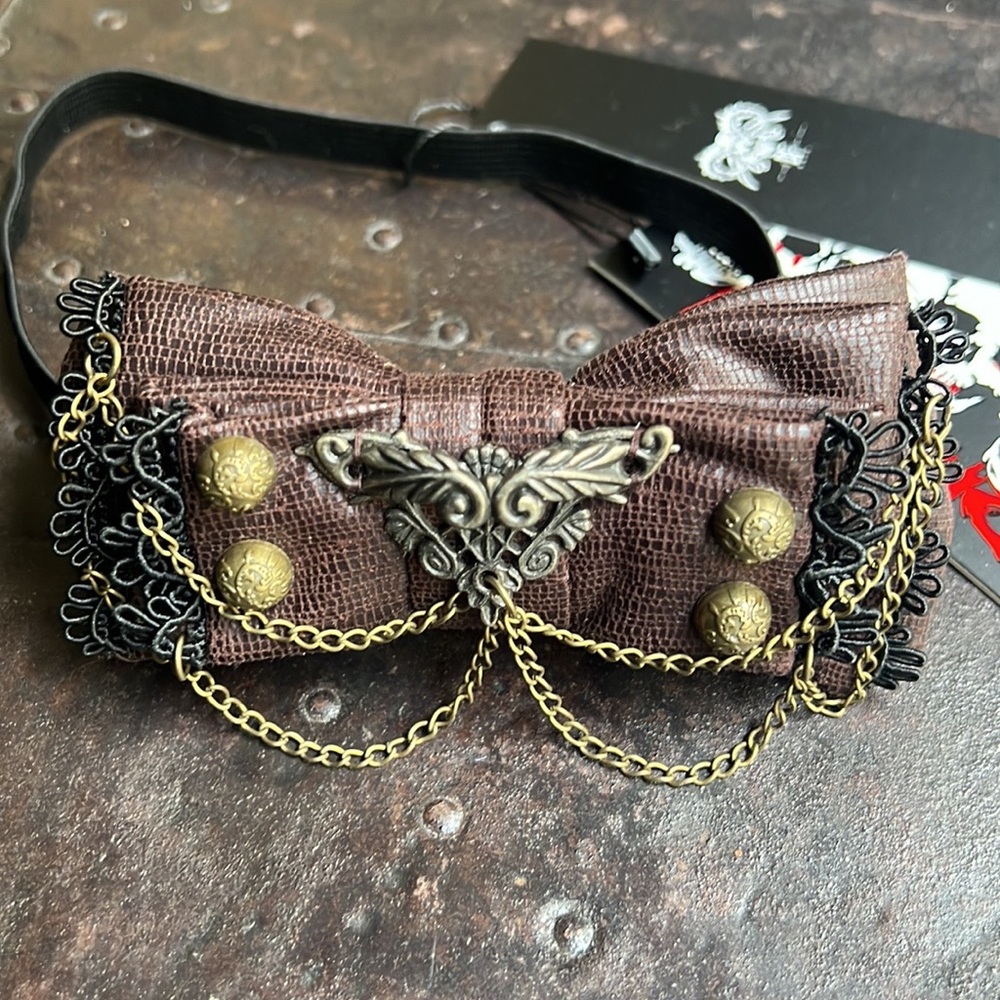 Devil Fashion Steampunk Dieselpunk Bowtie (neck tie, hair bowtie, headband)